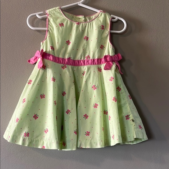 Green and Pink butterfly Kids Dress - Picture 1 of 6